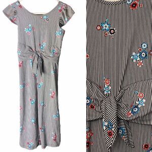 Wonder Nation Striped Jumpsuit floral Romper bodysuit stretchy jersey XL 14/16